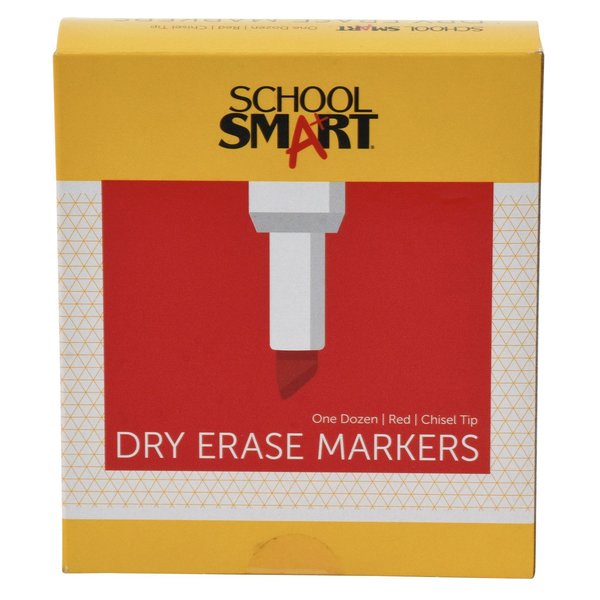 School Smart MARKER DRY ERASE CHISEL  RED 12 PK BY106605-12RED